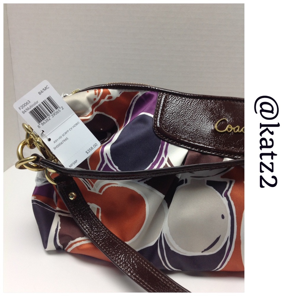 Coach Ashley Hand Drawn Scarf Print Convertible Hobo Purse - Picture 6 of 6